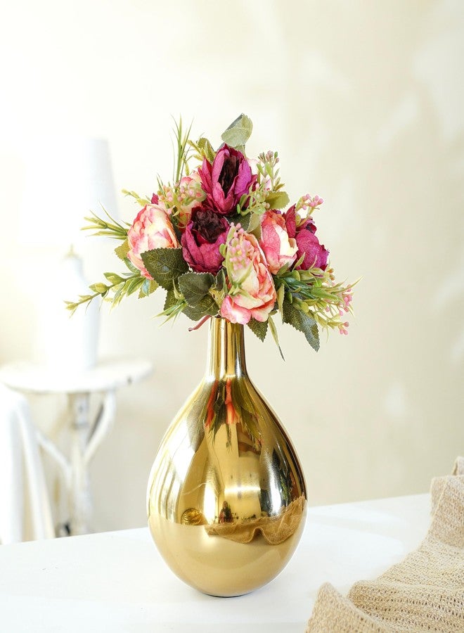 BEHOMA Metal Golden Round Flower Vase for Home Decor Bedroom Living Room Office Wedding | Table Decorative Item for Festivals Birthday Gold Tall Vase (Flower Not Included) - Image 4