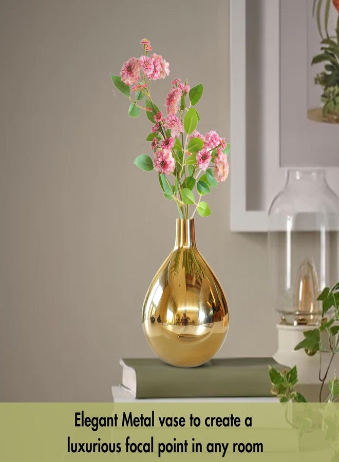 BEHOMA Metal Golden Round Flower Vase for Home Decor Bedroom Living Room Office Wedding | Table Decorative Item for Festivals Birthday Gold Tall Vase (Flower Not Included) - Image 5