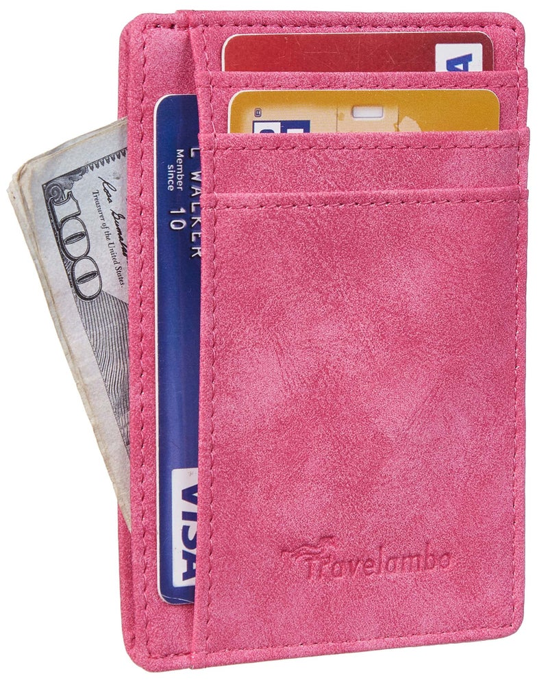 Travelambo Slim Wallet Front Pocket Minimalist Leather RFID Blocking Medium Size - Image 2