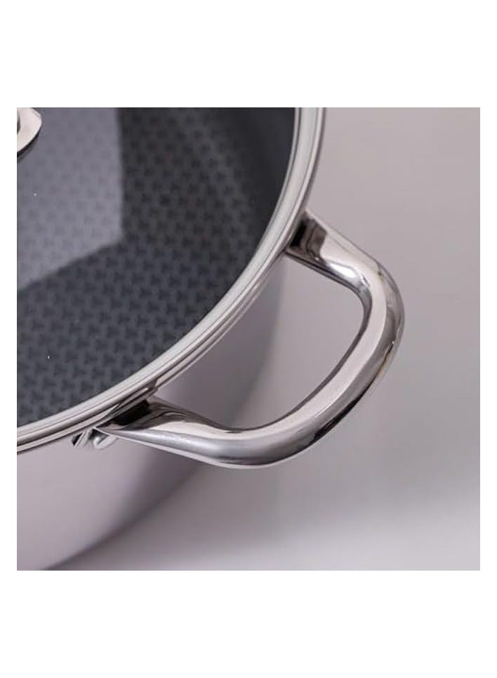 Green Tiger Stainless Steel Casserole With Lid 26X12Cm | Inner Ss304, Outer Ss430 Sauce Pot | Durable Non Stick Cookware Bakeware For Kitchen - Silver - Image 1