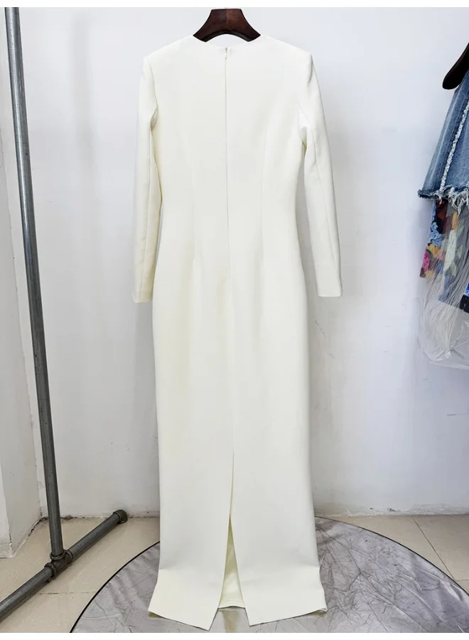 Madam Uniq New Luxury Beaded Long Dress with Hanging Chain