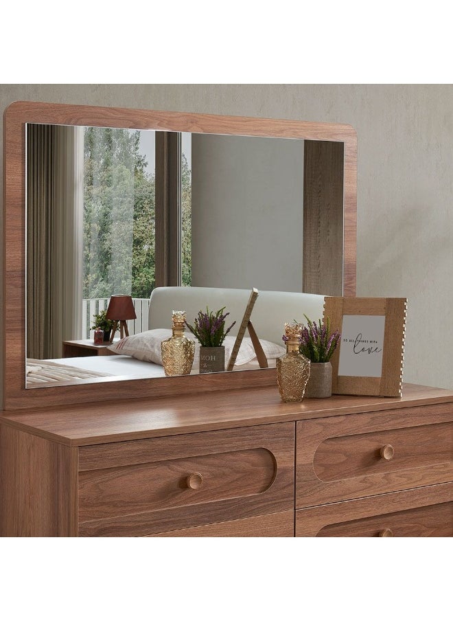 DANUBE HOME Ren Dresser With Mirror Durable Vanity Table Dressing Makeup Desk With Storage Modern Design Bedroom Furniture L120Xw45Xh80Cm-Natural Walnut  - Image 1