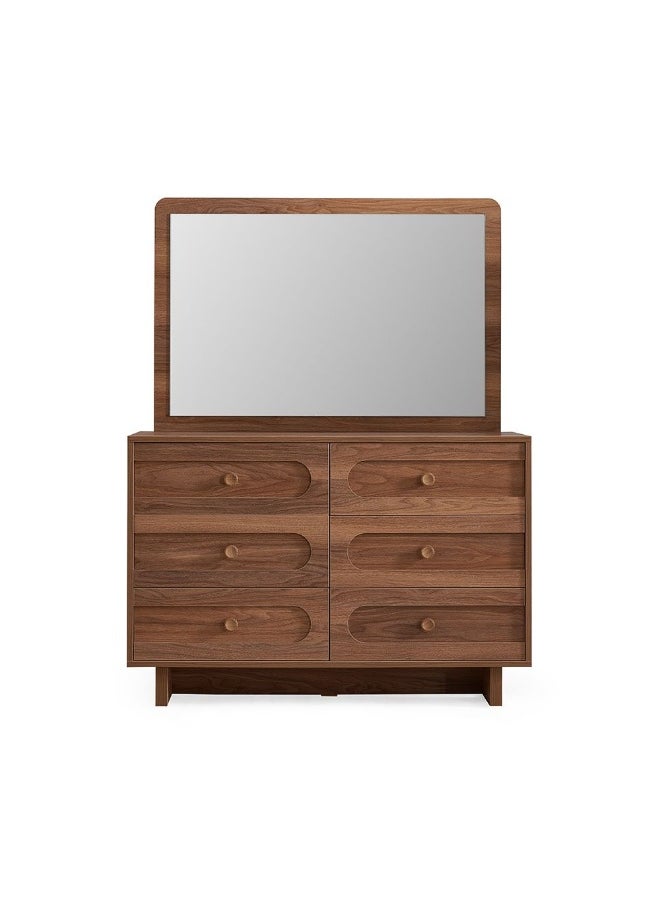 DANUBE HOME Ren Dresser With Mirror Durable Vanity Table Dressing Makeup Desk With Storage Modern Design Bedroom Furniture L120Xw45Xh80Cm-Natural Walnut  - Image 4