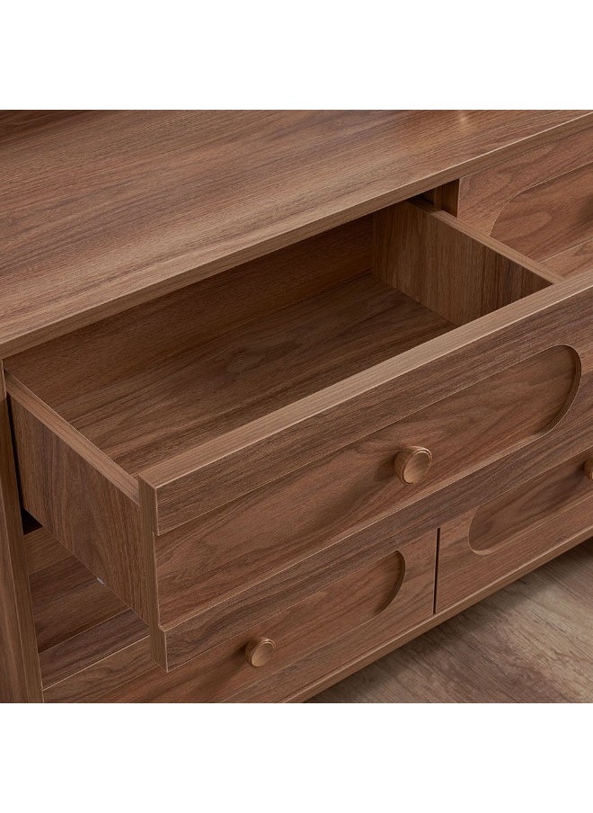 DANUBE HOME Ren Dresser With Mirror Durable Vanity Table Dressing Makeup Desk With Storage Modern Design Bedroom Furniture L120Xw45Xh80Cm-Natural Walnut  - Image 5