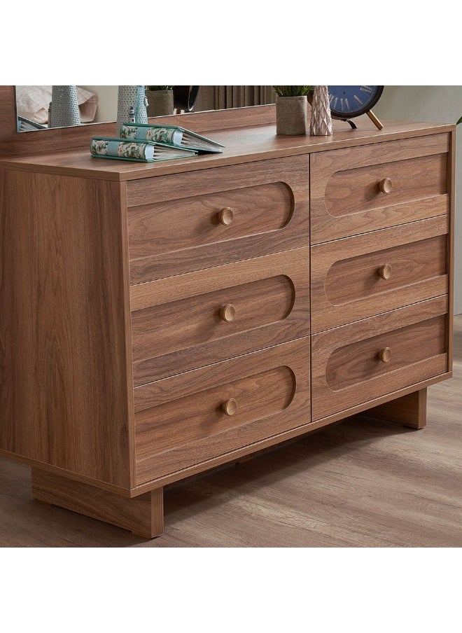 DANUBE HOME Ren Dresser With Mirror Durable Vanity Table Dressing Makeup Desk With Storage Modern Design Bedroom Furniture L120Xw45Xh80Cm-Natural Walnut  - Image 2