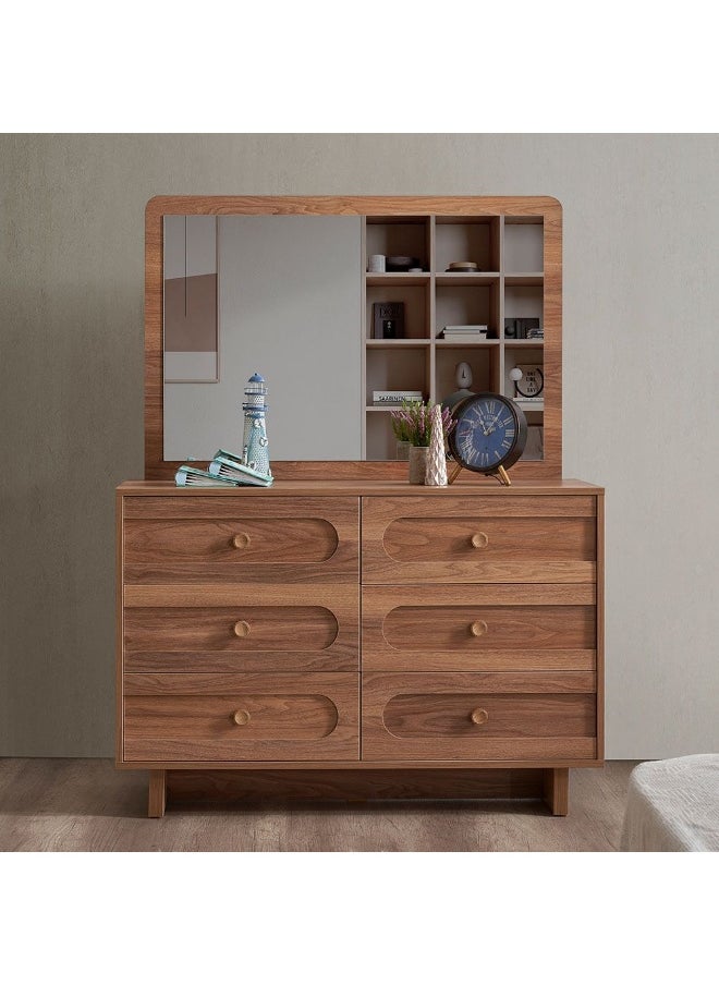 DANUBE HOME Ren Dresser With Mirror Durable Vanity Table Dressing Makeup Desk With Storage Modern Design Bedroom Furniture L120Xw45Xh80Cm-Natural Walnut  - Image 3