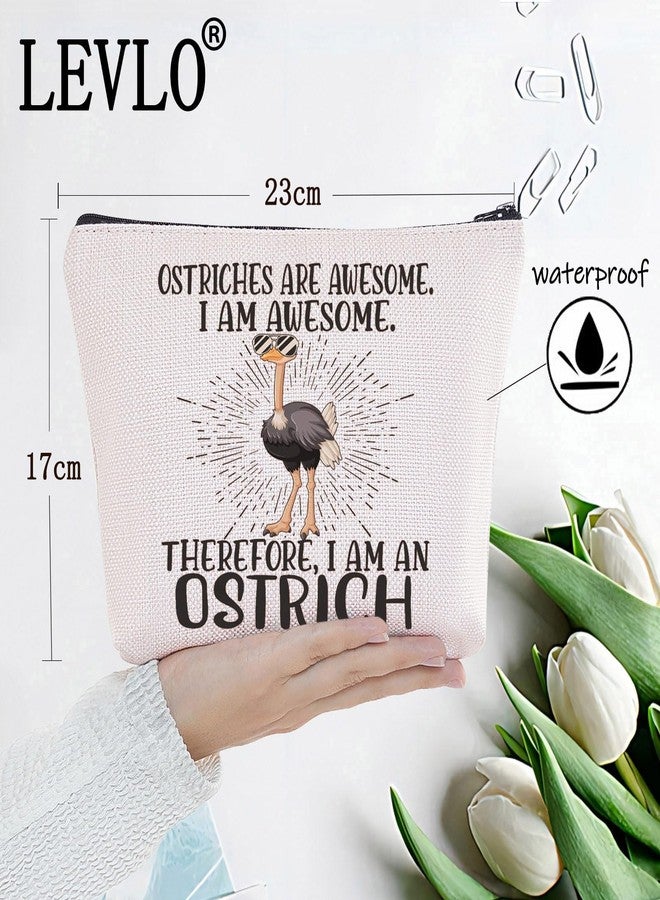 LEVLO Ostrich Cosmetic Makeup Bag Ostrich Lover Gift Ostriches Are Awesome Makeup Zipper Pouch Bag For Ostrich Fans (Ostriches Are Awesome) - Image 2
