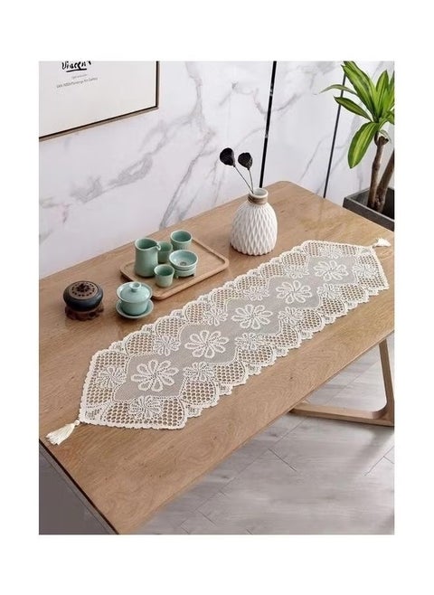 Hollow Lace Table Runner White 114 x 33cm