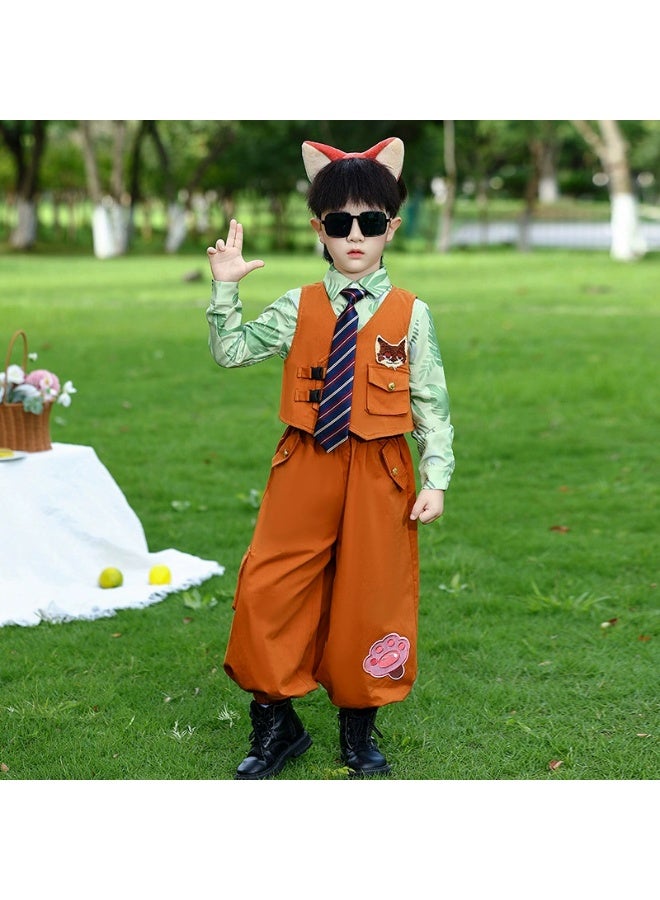 NIBEMINENT Movie Zoo Officer Nick Wilde Cosplay Costume Green Shirt Jacket Police Suit and Hat For Girl Halloween Party Carnival Outfit - Image 1