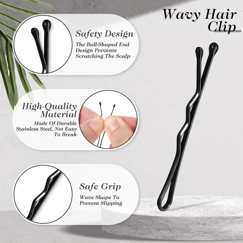 Amabro Mini Bobby Pins, 50PCS 1.37 Inch Small Wavy Hair Pins Metal Hair Clip Hairpins for Women Gilr Kids Buns Long Straight Curly Hair All Hair Types(Black) - Image 5