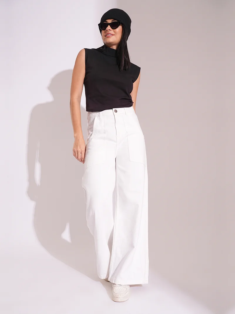 globus Globus Women Cotton High Rise Wide Leg Jeans