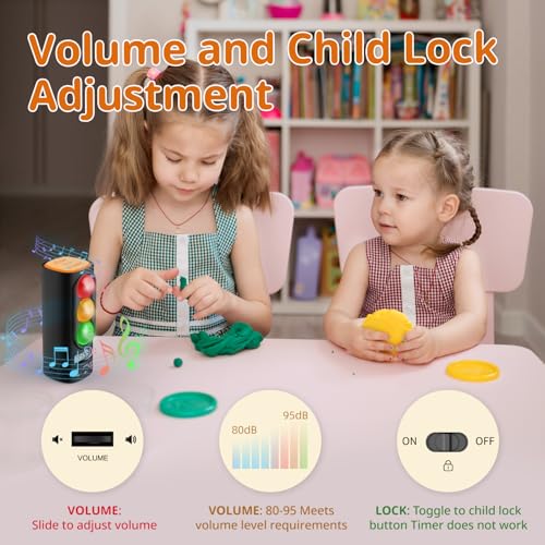 MeesMeek Traffic Light Visual Timer&ADHD Tool for Kids Adults Display Volume Adjustment, with 4 Ringtones for Classroom Desk Home Kitchen Game Countdown Pause Memory Function Charger Type C Included - Image 4