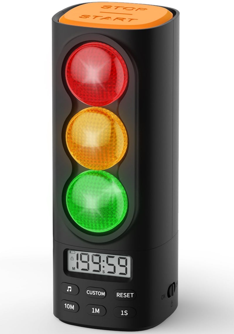 MeesMeek Traffic Light Visual Timer&ADHD Tool for Kids Adults Display Volume Adjustment, with 4 Ringtones for Classroom Desk Home Kitchen Game Countdown Pause Memory Function Charger Type C Included - Image 2