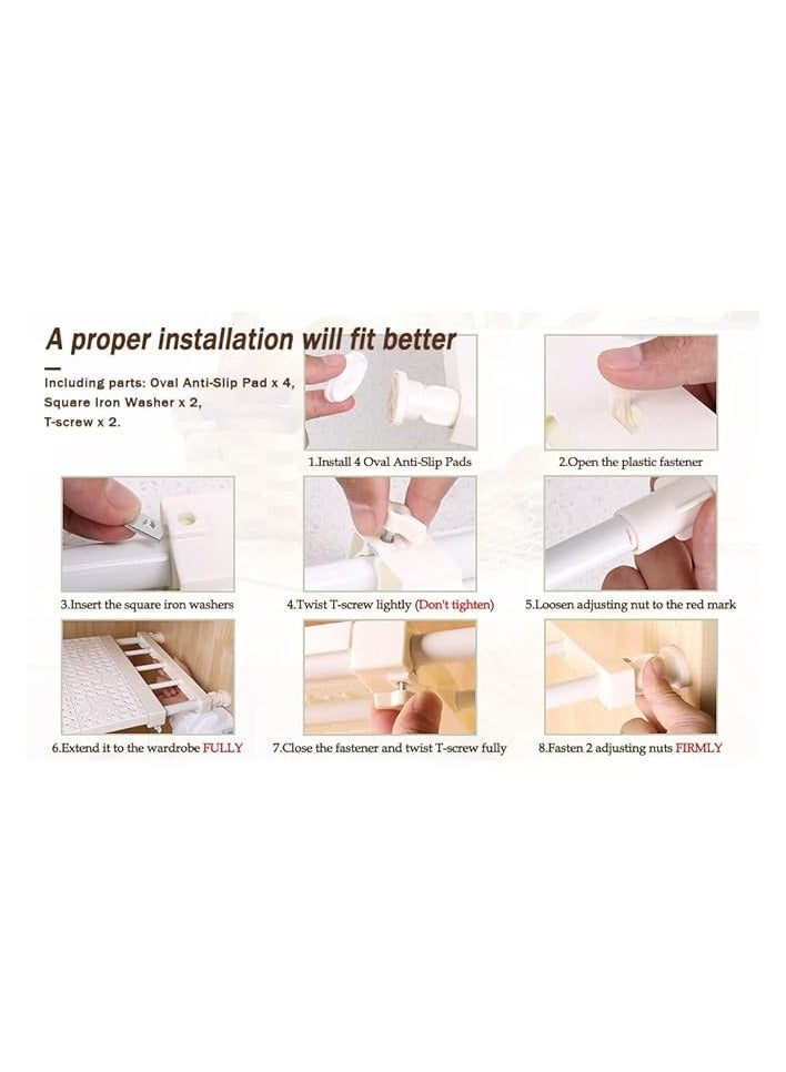 PROMASS Organized Home Tension Shelf Expandable Clothes Closet Organizer Rack Adjustable DIY Wardrobe Dividers Separator White - Image 3