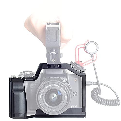 Hersmay EOS M50 Mark II Camera Cage for Canon EOS M50II M50 M5 Mirrorless Vlogging Camera Kit with Cold Shoe,Handle Locating Holes,Multiple 1/4" 3/8" Screw Holes - Image 4
