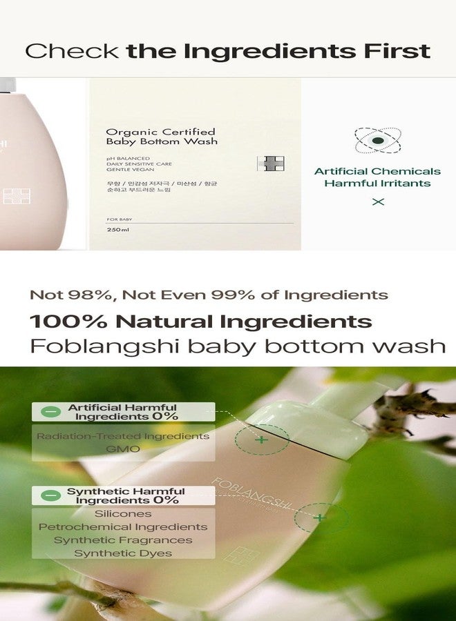 Foblangshi 100% Natural Ingredients, Premium Organic Baby Bottom Wash, Probiotics Lacto Diaper Baby Wash, pH Balanced, Fragrance-Free, Reduce Odor, Vegan, Sensitive Skin, Korea No.1 - Image 3