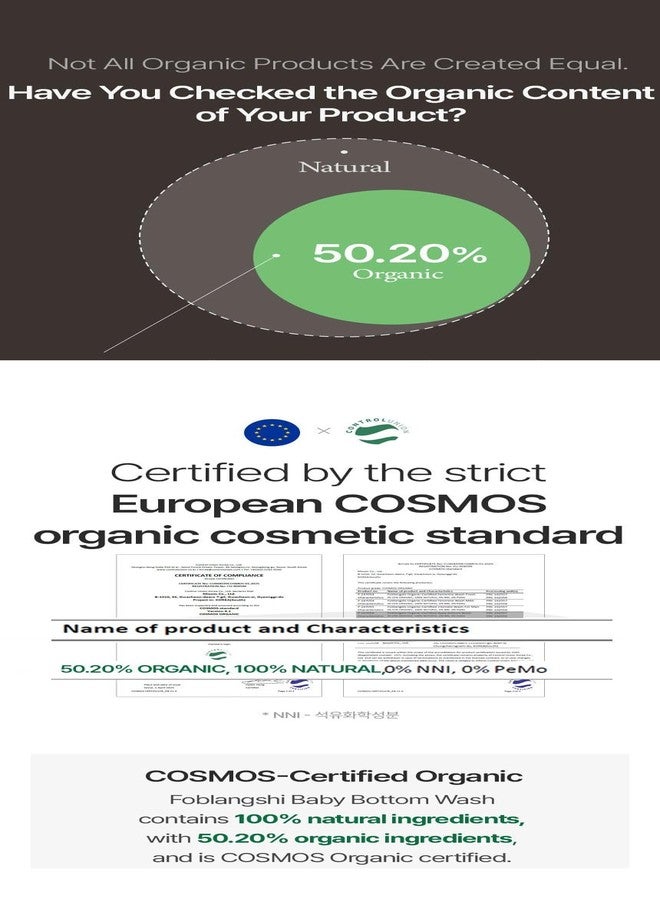 Foblangshi 100% Natural Ingredients, Premium Organic Baby Bottom Wash, Probiotics Lacto Diaper Baby Wash, pH Balanced, Fragrance-Free, Reduce Odor, Vegan, Sensitive Skin, Korea No.1 - Image 4