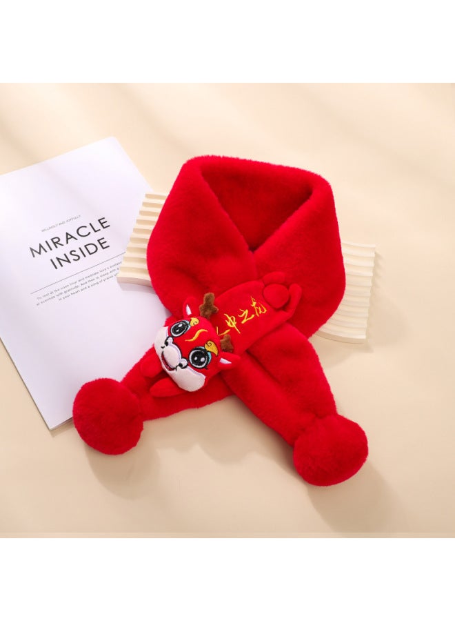 Children's Scarf Boys Students Autumn And Winter Girls Plush Warm Kids Cartoon Dragon Year Baby Winter Toddler Scarf