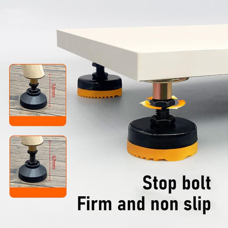 Hilitand Heavy Duty Leveling Feet, 400kg Capacity 51-64mm Height Adjustable Leg Leveler with Reinforced Rubber Base for Furniture Workbench Machine Cabinet - Image 4