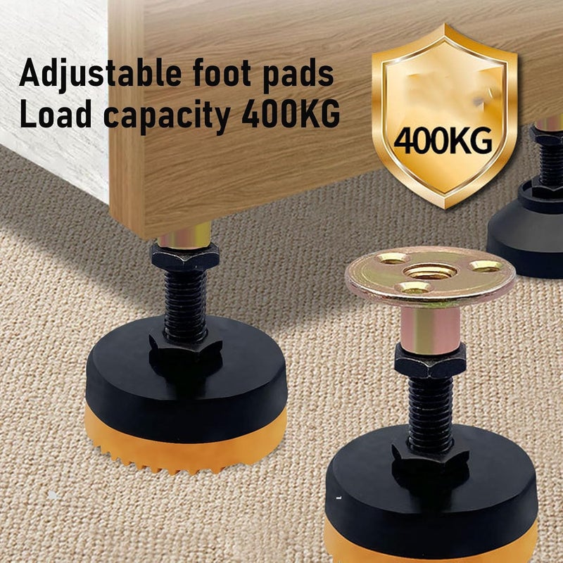 Hilitand Heavy Duty Leveling Feet, 400kg Capacity 51-64mm Height Adjustable Leg Leveler with Reinforced Rubber Base for Furniture Workbench Machine Cabinet - Image 5