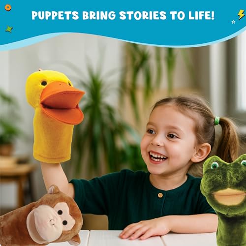 Get Ready Kids BigMouth Animal Hand Puppets Set of 10 Plush Toy for Toddlers 13 Kids Ages 48 Includes Monkey Tiger Pig Lion Cow More Soft Animal Puppets for Learning Fun - Image 5