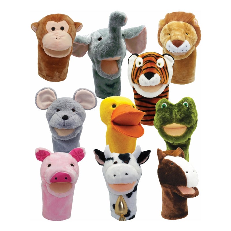 Get Ready Kids BigMouth Animal Hand Puppets Set of 10 Plush Toy for Toddlers 13 Kids Ages 48 Includes Monkey Tiger Pig Lion Cow More Soft Animal Puppets for Learning Fun - Image 3