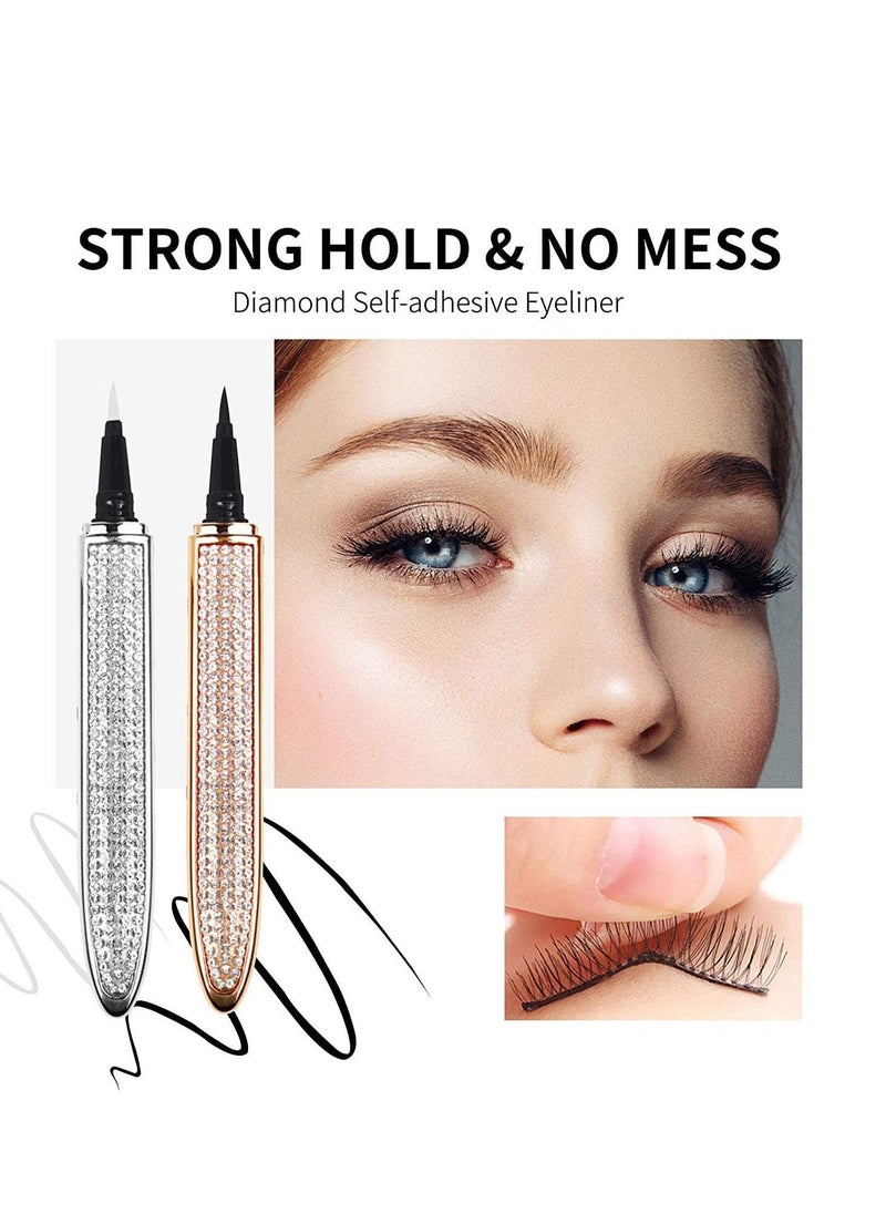 Generic 2PCS Eyelash Glue Pen Lash Glue Pen Upgraded Selfadhesive Eyeliner Pencil No Glue No Magnetic Liquid Eyeliner Pen Eye Liner for Eye Makeup and Wear Normal False Eyelashes BlackClear  - Image 3