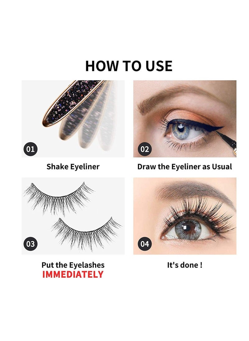 Generic 2PCS Eyelash Glue Pen Lash Glue Pen Upgraded Selfadhesive Eyeliner Pencil No Glue No Magnetic Liquid Eyeliner Pen Eye Liner for Eye Makeup and Wear Normal False Eyelashes BlackClear  - Image 2
