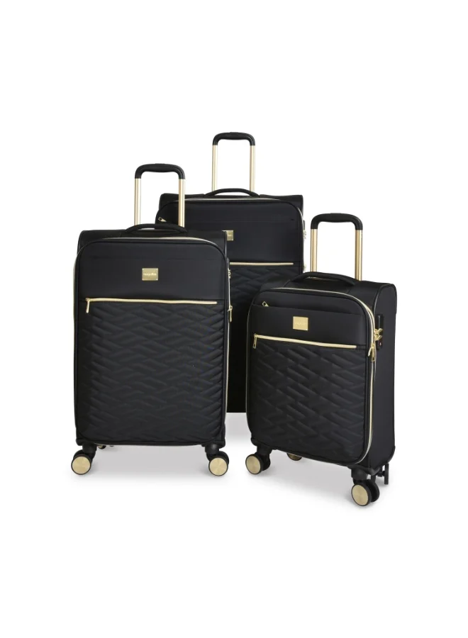 MAGELLAN Soft Shell Fabric Trolley 3-Piece Luggage Set M24001/3P Suitcase Set 18 24 28 Inch with TSA Lock 4 Double Spinner Wheels Travel Bag