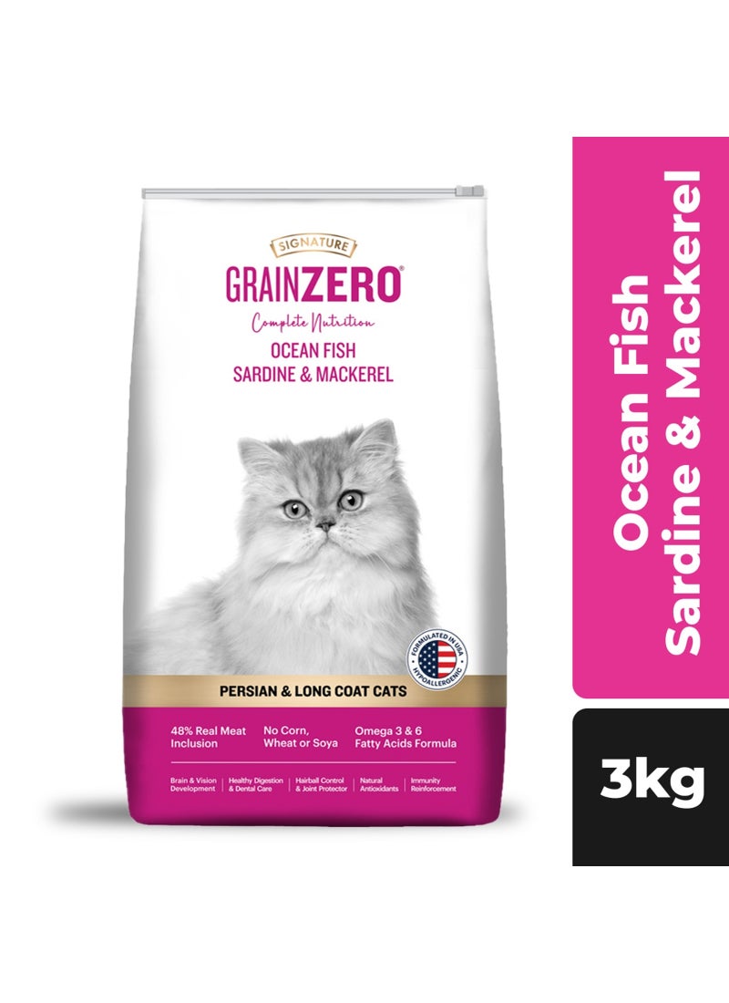 Grain Zero طعام قطط جاف من سمك السردين والماكريل المحيطي، للقطط الفارسية - Image 3