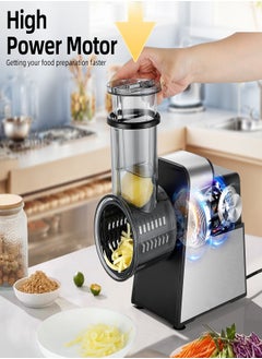 Generic Electric Cheese Grater,Electric Slicer Chopper,Multi Grater,Fruit Cutter,Vegetable Slicer,Shredder,Food Processor with Blades Set Black  - Image 2