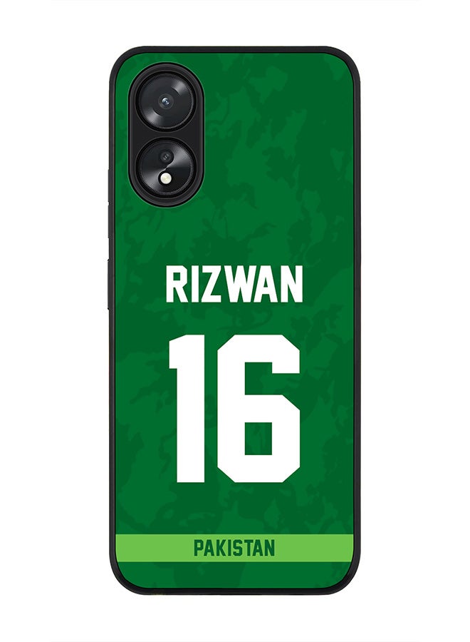 Stylizedd Rugged Black Edge case for Oppo A18 / Oppo A38, Slim fit Soft Flexible Rubber Edges Anti Drop Cover - Team Pakistan Mohammad Rizwan, Jersey No 16 - Image 1