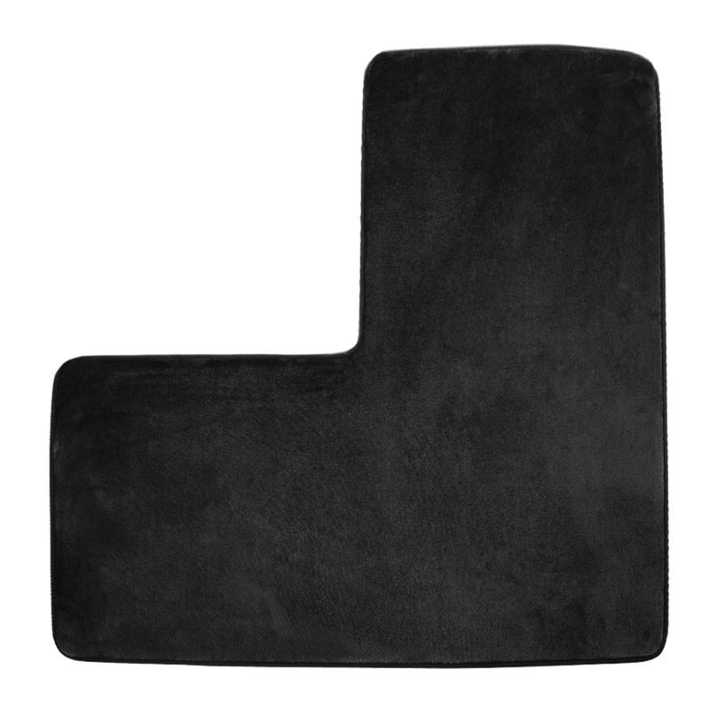 L-Shaped Bath Mat: Black, Non-Slip, Water Absorbent - Soft, Washable Bathroom Floor Rug for Corner Shower & Bathroom Use - Image 1