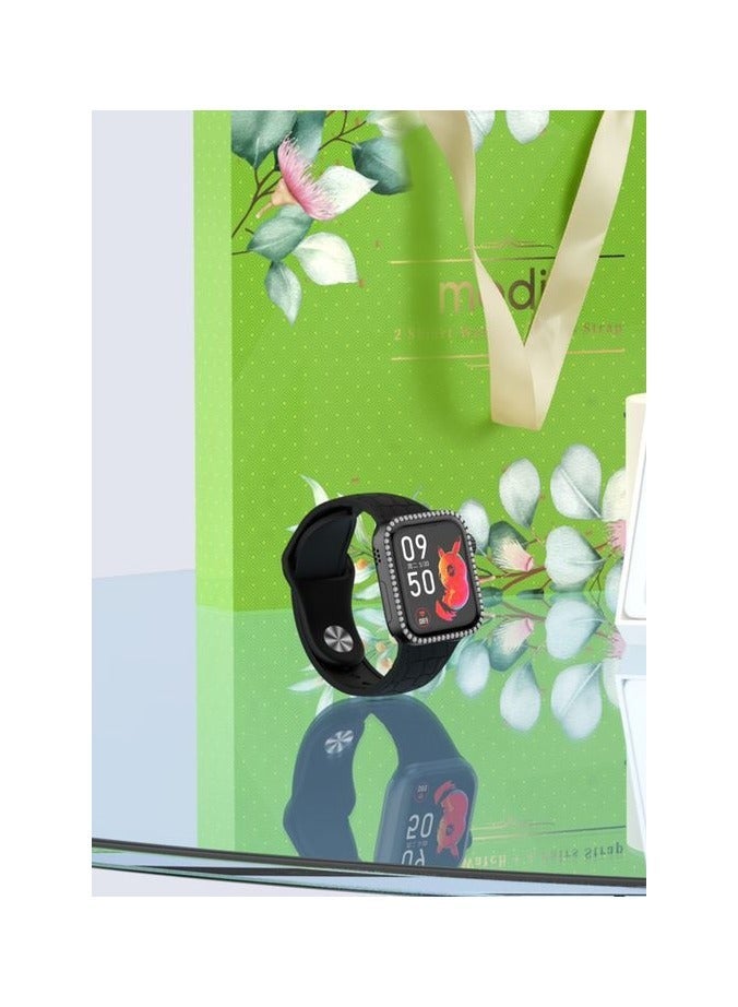 Modio U98 MINI 36mm Smartwatch Combo for Ladies and Girls – Stylish Black Smart Watch with 4 Interchangeable Straps and Wireless Charger – Compact Display, Fitness Tracking, Call Alerts, and Elegant Design for Daily Wear and Fashion Flexibility - Image 3