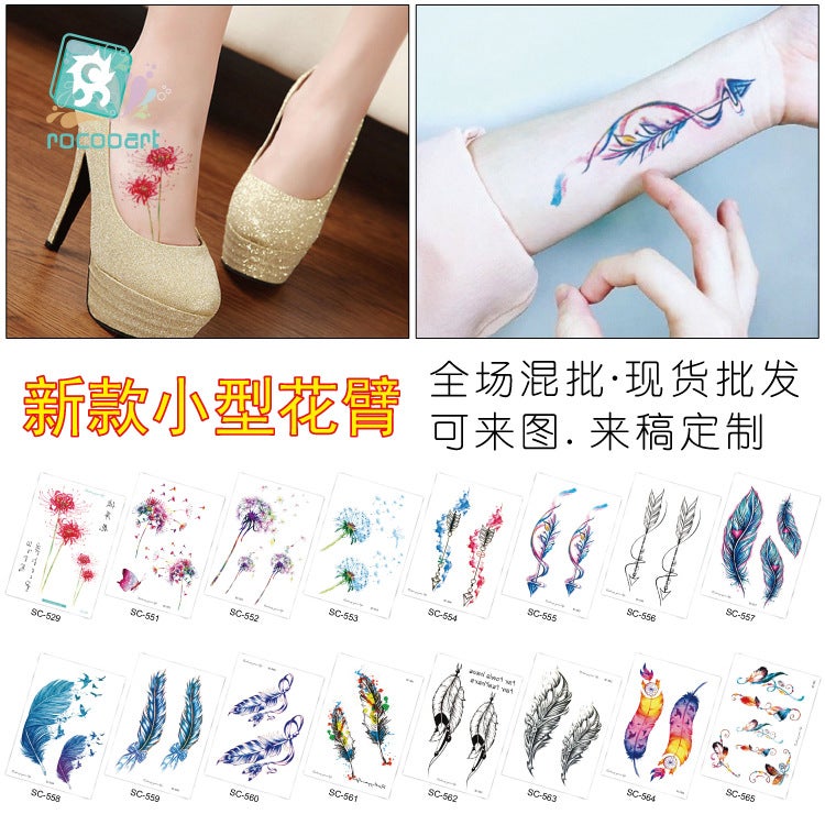 New Rika Long Tattoo Sticker Waterproof Feather Flower Arm Tattoo Sticker Color Dandelion Temporary Tattoo Wholesale - Image 3