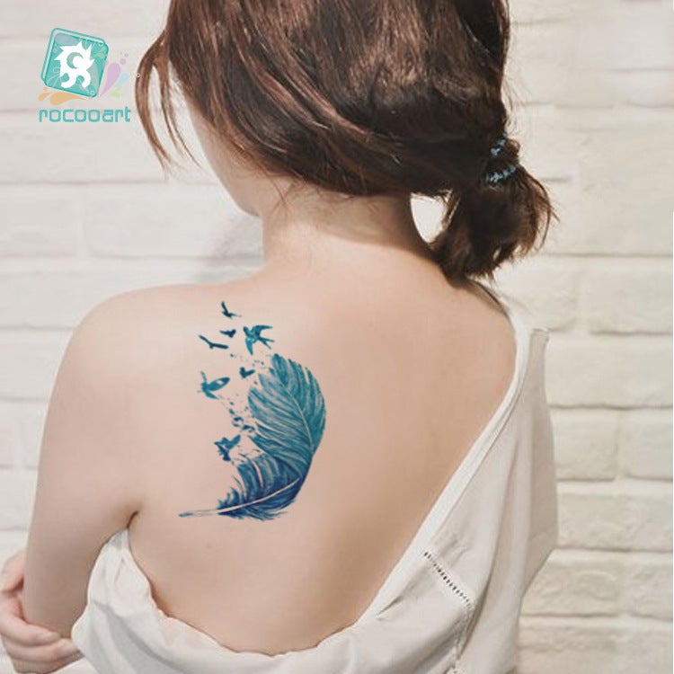 New Rika Long Tattoo Sticker Waterproof Feather Flower Arm Tattoo Sticker Color Dandelion Temporary Tattoo Wholesale - Image 2