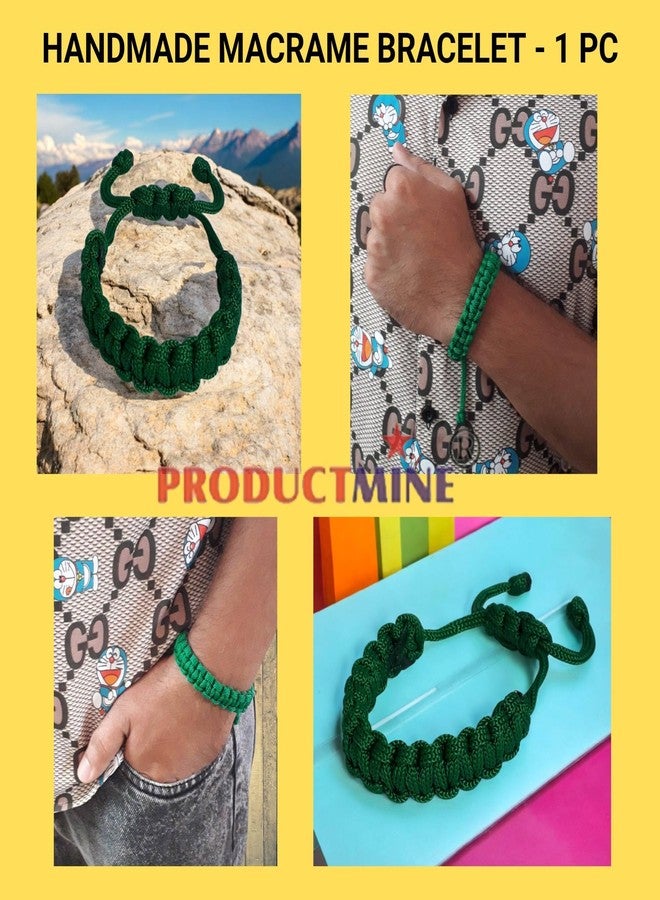 PRODUCTMINE سوار PRODUCTMINE® الأخضر المصنوع يدويًا، سوار معصم قابل للتعديل، سوار صداقة للنساء والرجال، لطيف على البشرة - Image 4