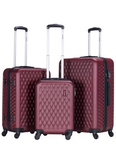 VIPTOUR ABS Hardside 3-Piece Trolley Luggage Set, Spinner Wheels with Number Lock 20/24/28 Inches - Burgundy  - Image 1