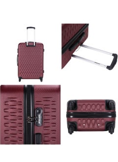 VIPTOUR ABS Hardside 3-Piece Trolley Luggage Set, Spinner Wheels with Number Lock 20/24/28 Inches - Burgundy  - Image 5