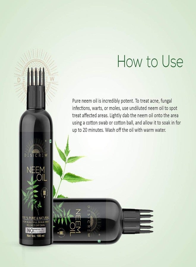 DESICREW Desi Crew 100% Pure Neem Oil - WITH COMB APPLICATOR - Cold Pressed - For Hair, Skin 100mL Hair Oil (100 ml) - Image 4