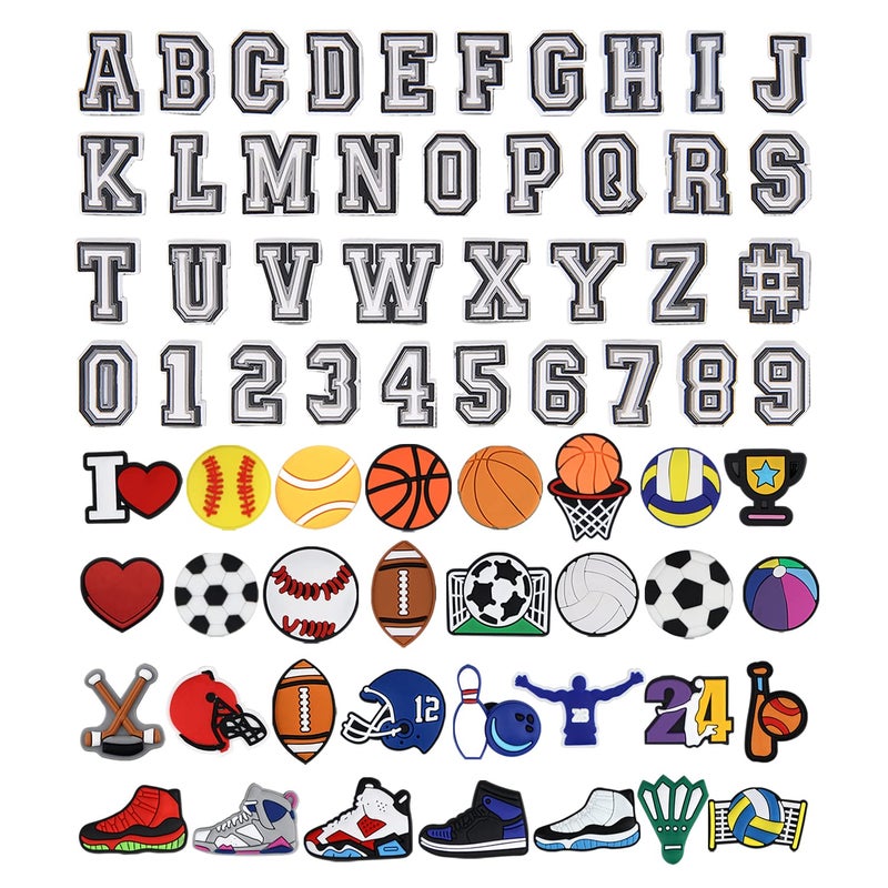 CUNUEN Letters Numbers and Sports Decoration Charms, Basketball Baseball Hockey Softball Soccer Football Gift for Boys Kids Teens and Adults - Image 1