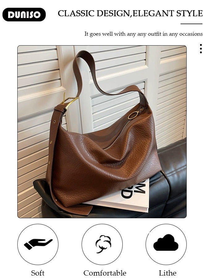 DUNISO Women's Shoulder Tote Bag Faux Leather Handbag for Women Large Capacity Messenger Fashionable Travel Crossbody Bag for Ladies Girls College Students - Image 2