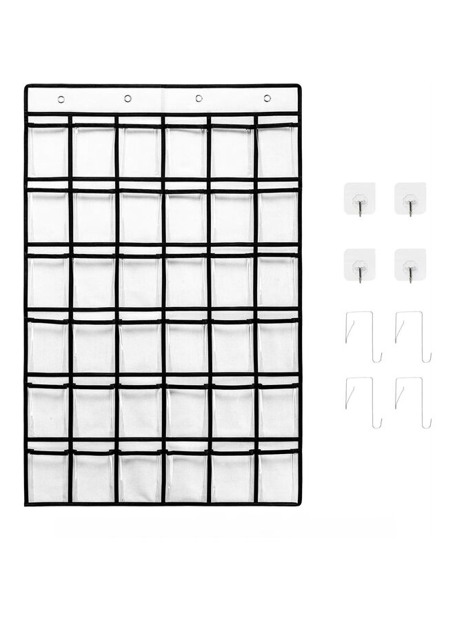 36 Pockets Classroom Pocket Chart,Pocket Chart for Calculator Holder with 36 Number Sticker (White or GREY) (Color : White) - Image 1
