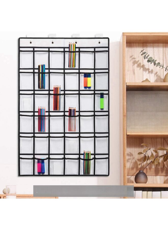 36 Pockets Classroom Pocket Chart,Pocket Chart for Calculator Holder with 36 Number Sticker (White or GREY) (Color : White) - Image 4