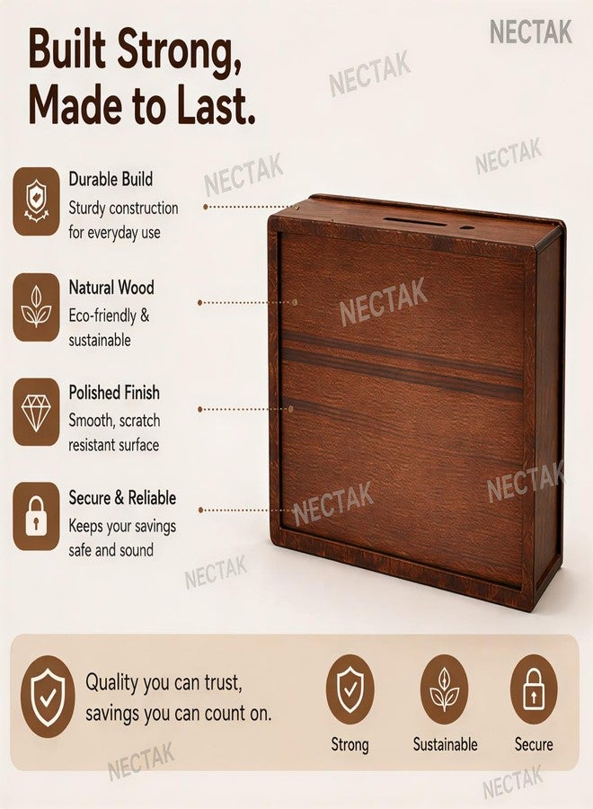 NECTAK ₹1,00,000 Money Saving Challenge Wooden Frame Board | 1 Lakh Savings Target Tracker with Number Grid | Small Amount Big Savings Goal Planner | Cash Deposit Collection Box for Home - Image 3