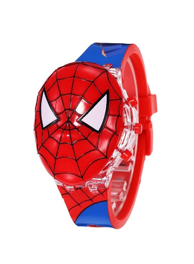 SPIDERMAN Cartoon Spider-Man Children's Watch, Children's Watch Toy with Light Effect, Kids Electronic Watch with Music, Flip-top Cartoon Watch for Kids - Image 1