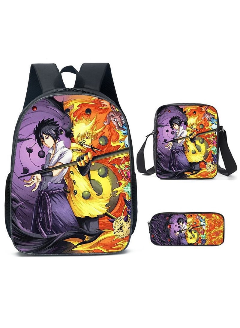 Naruto Cartoon Anime Student Backpack Three-Piece Set 29*42*16cm