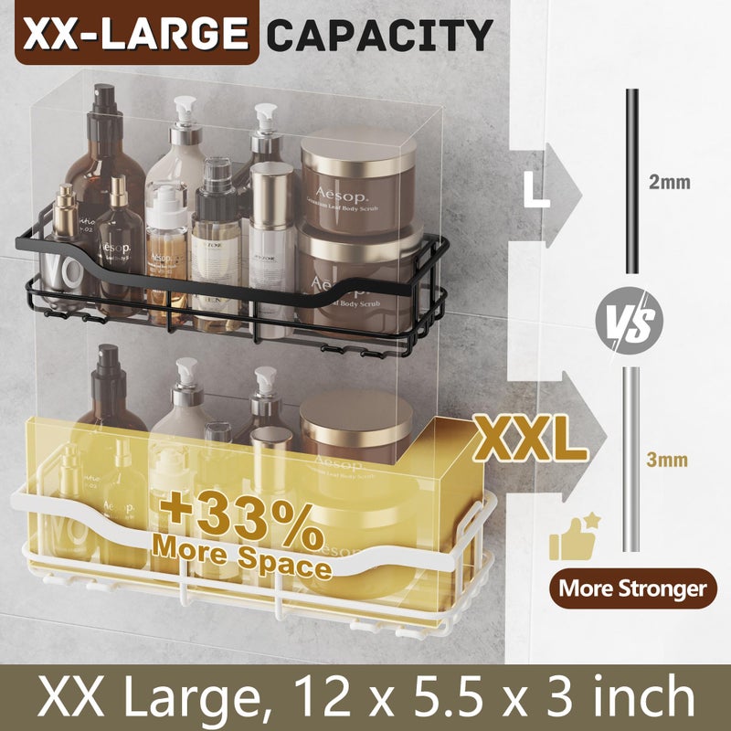 OMAIRA Shower Caddy 3-Pack  Adhesive Shower Organizer with Soap Holder  Rustproof No Drilling Shower Shelves for Inside Shower & Bathroom Organizer  White(X-Large) - Image 2