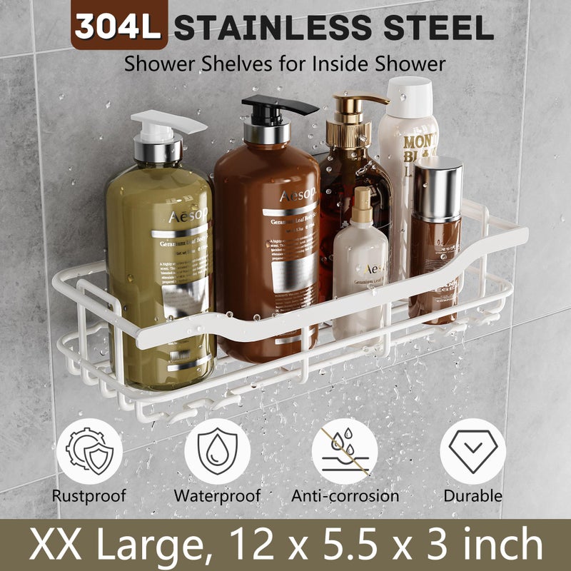OMAIRA Shower Caddy 3-Pack  Adhesive Shower Organizer with Soap Holder  Rustproof No Drilling Shower Shelves for Inside Shower & Bathroom Organizer  White(X-Large) - Image 4