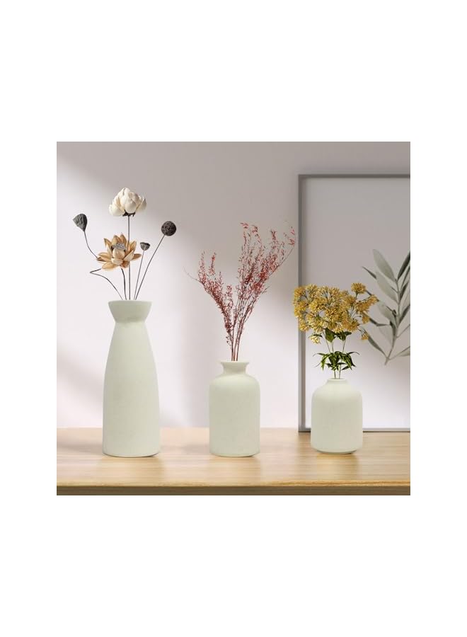 The Bros Ceramic Vase Set, Set of 3, Ceramic Vase,Home Decorative Flower Vases, Modern Decor, Pampas Grass Vase, Dried Flowers Vases for Living Room, Desk, Shelf Decor (White, L) - Image 4
